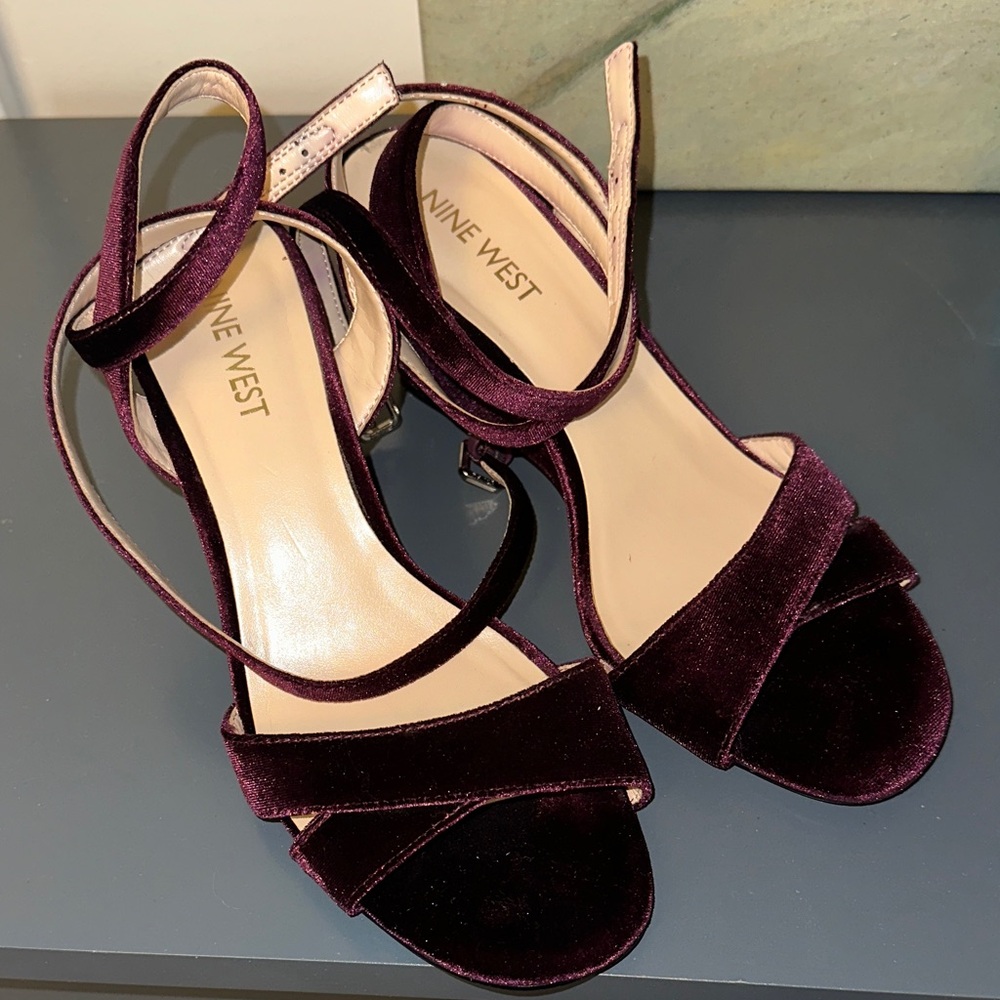 Nine West Velvet Heels - Deep Burgundy